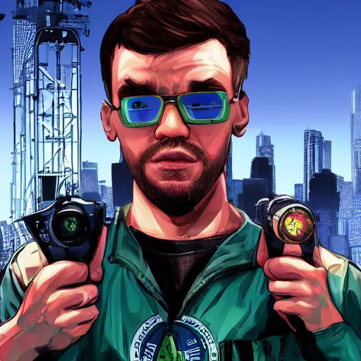 Image similar to Jacksepticeye as GTA V Concept art, digitl art, award winning