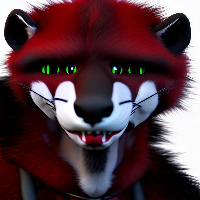 Image similar to furry - male - red - black - weasel - geistcaller - fursona uhd ue 5 visual novel pc game expressions, photorealistic