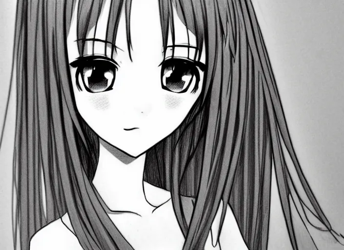 Image similar to Cute girl anime sketch, detailed, black and white