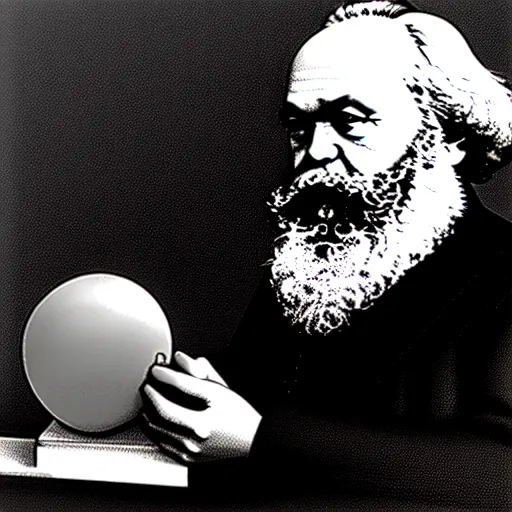 Prompt: karl marx pondering his orb, playstation 1 graphic