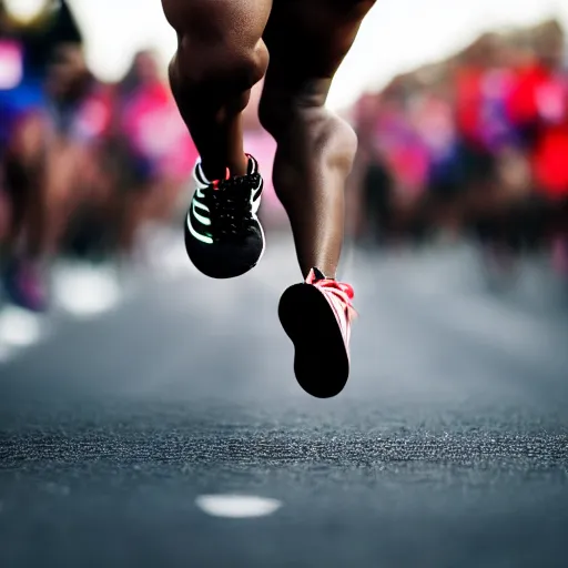 Image similar to portrait of midget kanye west running in a marathon, sharp focus, 4 k editorial photograph, soft lighting, shallow depth of field, people out of focus