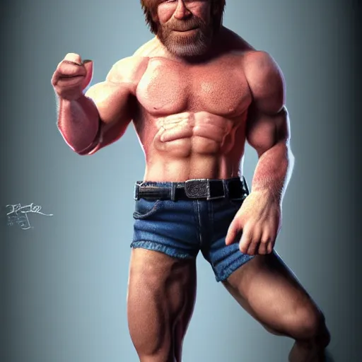 Prompt: a high detail, fully body shot of Chuck Norris wearing a tutu, tutu render, cgsociety, photorealism