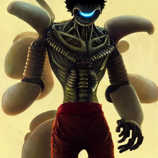 Image similar to alien robot luffy, thief, photography, by greg rutkowski, by wlop