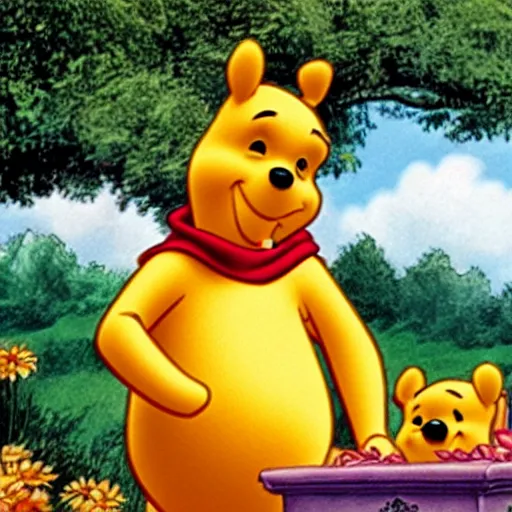 Image similar to Winnie the Pooh addressing the public