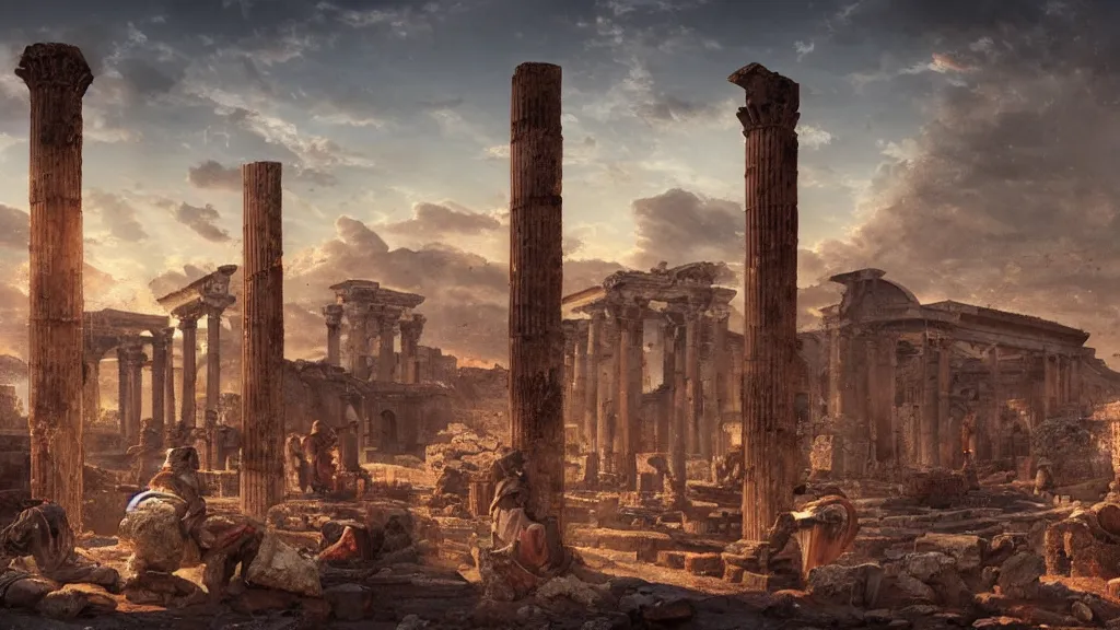 Prompt: cyberpunk pompeii landscape circa 6 5 ad