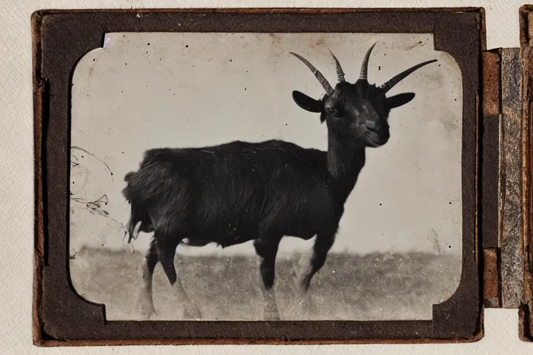 Image similar to a tintype photo of a goat/crab hybrid