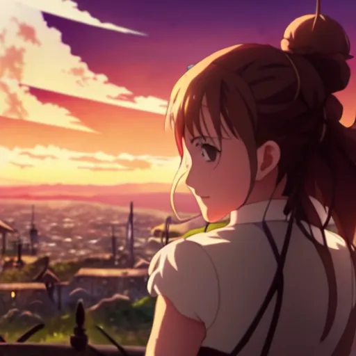 Prompt: emma watson in heavens feel movie, demon slayer, ufotable, kyoani, high quality, key visual, cinematic, city background, night time, rooftop, fate stay night, unlimited blade works, greg rutkowski, high resolution, dynamic pose, extreme close up, street clothes, anime, high budget