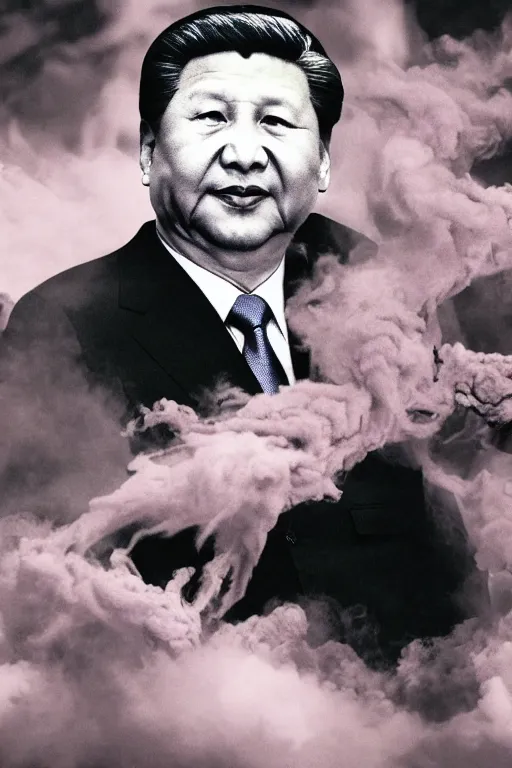 Image similar to detailed illustration, xi jinping as a 1 9 8 0 s wrestling action figure, 习 近 平, ultra realistic, dramatic lighting, thick black swirling smoke tornado, artstation