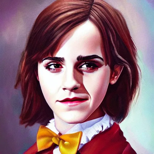 Image similar to emma watson as count chocula, photorealistic, portrait, oil painting