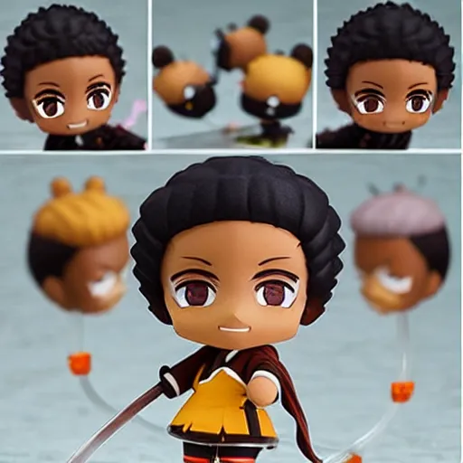 Image similar to cutest cute nendoroid afrosamurai. chibi anime nendoroid. cute. yasuke. brown skinned. african samurai. mini. animeplanet.