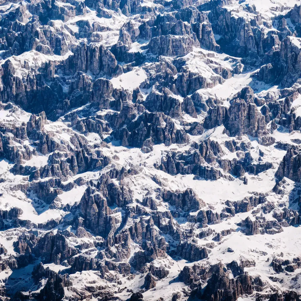 Prompt: 5 unique UFOs flying over swirling stylized dolomites, birds eye view