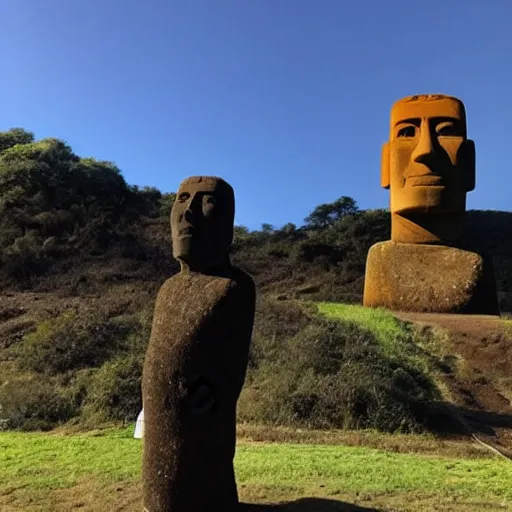 Prompt: moai statue that looks like benjamin netanyahu