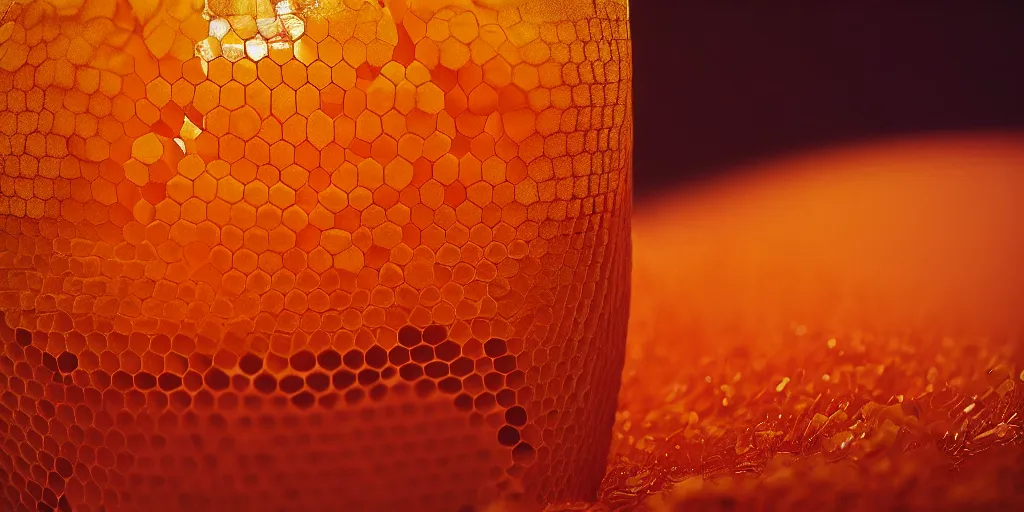 Image similar to honeycomb vase by tomas gabzdil libertiny, golden hour, film still from the movie directed by denis villeneuve with art direction by zdzisław beksinski, close up, telephoto lens, shallow depth of field