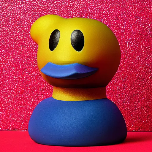 Prompt: a rubber duck that looks like kanye west