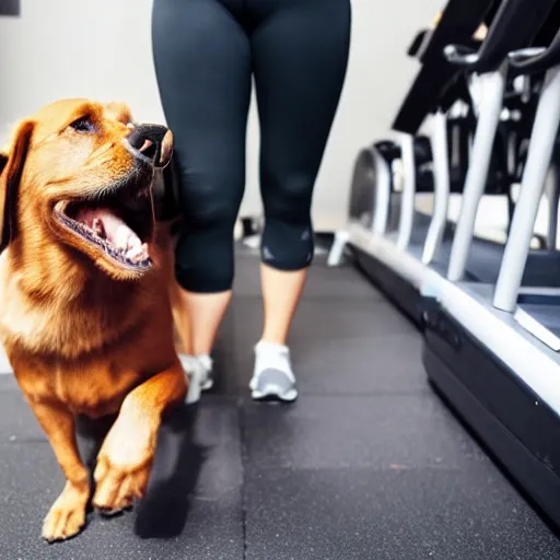 Prompt: a dog at the gym