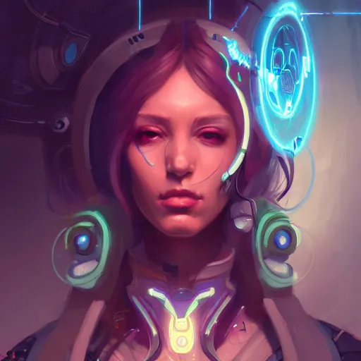 Image similar to a portrait of a beautiful cybernetic hippie, cyberpunk concept art by pete mohrbacher and wlop and artgerm and josan gonzales, digital art, highly detailed, intricate, sci-fi, sharp focus, Trending on Artstation HQ, deviantart, unreal engine 5, 4K UHD image