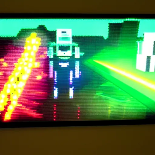 Image similar to rgb screen showing a 1 9 9 0's award winning video game, backlight