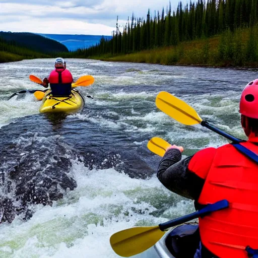 Image similar to kayaking in an alberta river
