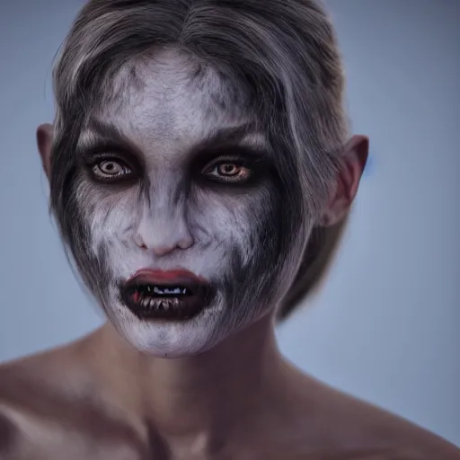 Prompt: woman transforming into a female werewolf at night with black realistic fur, ultra detail, unreal engine, 8 k