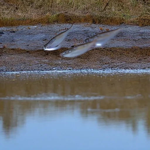 Image similar to left high and dry on the bank, the floundering fish gasps