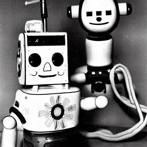 Prompt: a toy robot nurse intended to keep in house hospital patients healthy and happy and to provide company to the lonely, meant to bring hope and joy, very friendly and sweet, a nurse robot, real life, vhs distortion, positive