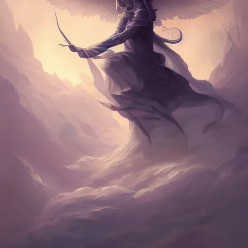 Image similar to a beautiful angel of shadows from angelarium, centered composition, by pete mohrbacher and artgerm and wlop, digital art, highly detailed, intricate, fantasy, mystical, ethereal, Trending on Artstation HQ, deviantart, unreal engine, 4K UHD image