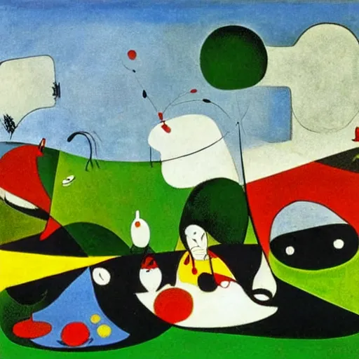 Image similar to a picnic in the park by joan miro