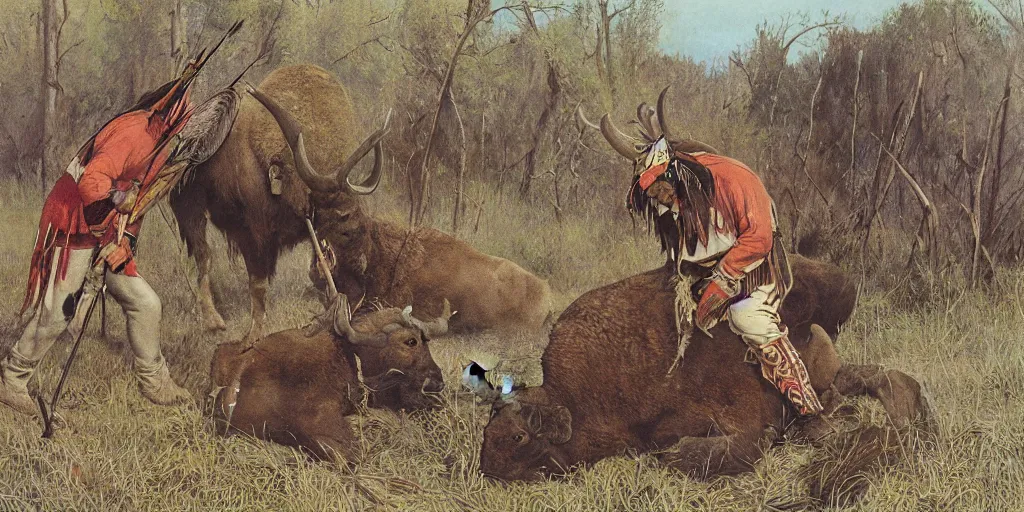 Image similar to of Native American hunting a buffalo Moebius