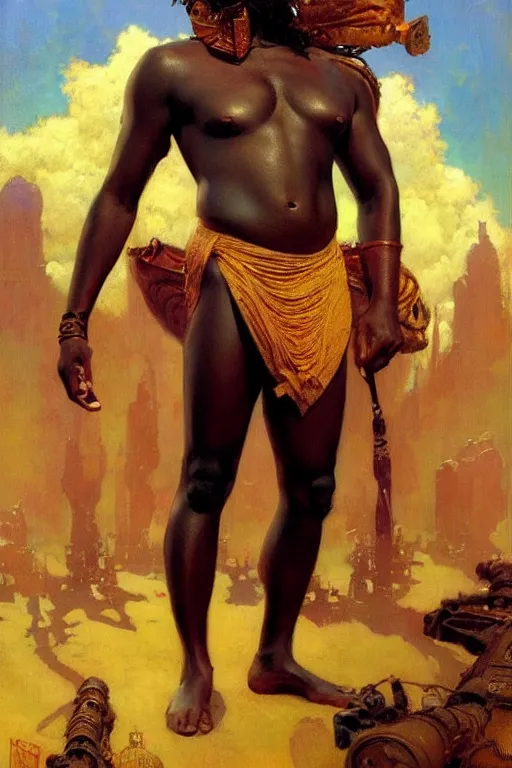 Image similar to male, character design, colorful, afrofuturism, painting by gaston bussiere, craig mullins, j. c. leyendecker, tom of finland