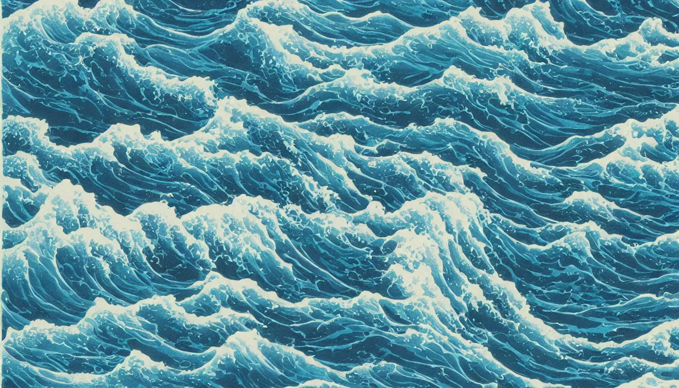 Image similar to ocean waves, japanese illustration