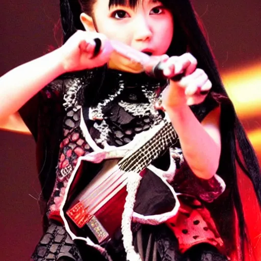 Prompt: Babymetal J-Rock singer idol girl Yui Mizuno