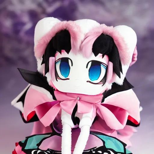 Prompt: cute fumo plush of the goddess of karmic consequence, deity of fate