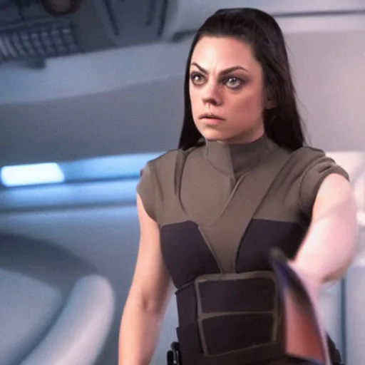 Prompt: A still of Mila Kunis as T'Pol