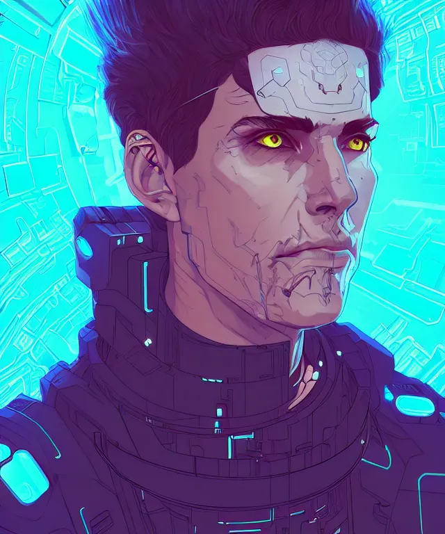 Image similar to a portrait of a male cyberpunk netrunner wearing a hadron collider, fantasy, elegant, digital painting, artstation, concept art, matte, sharp focus, illustration, art by josan gonzalez