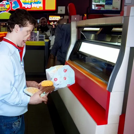 Image similar to ronald mcdonal buying food at burger king