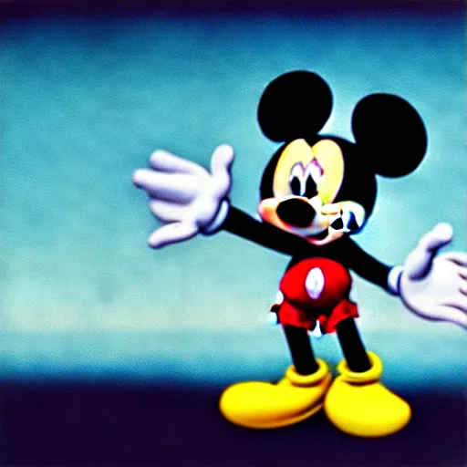 Image similar to Mickey Mouse as a demon, photorealistic, film still, desolate