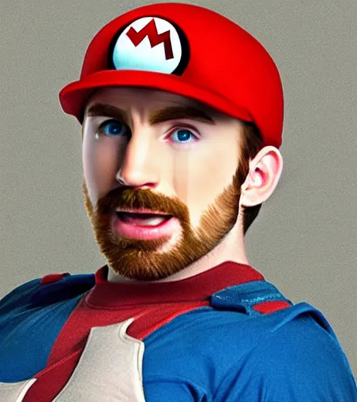 Prompt: Chris Evans as super Mario