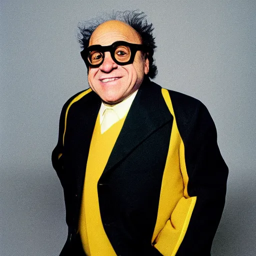 Image similar to danny devito wearing a yellow suit