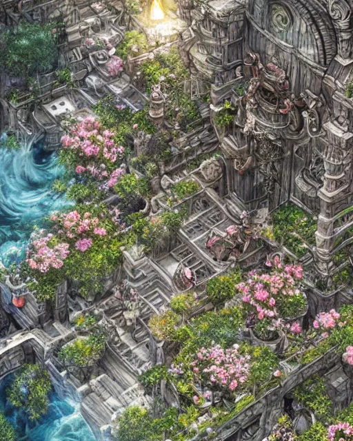 Image similar to portal to paradise, 8 k high definition, advanced technology, beams of energy, pathway, flowers, perfect relationship, love, machines, insanely detailed, intricate, art by akihiko yoshida, antilous chao, woo kim