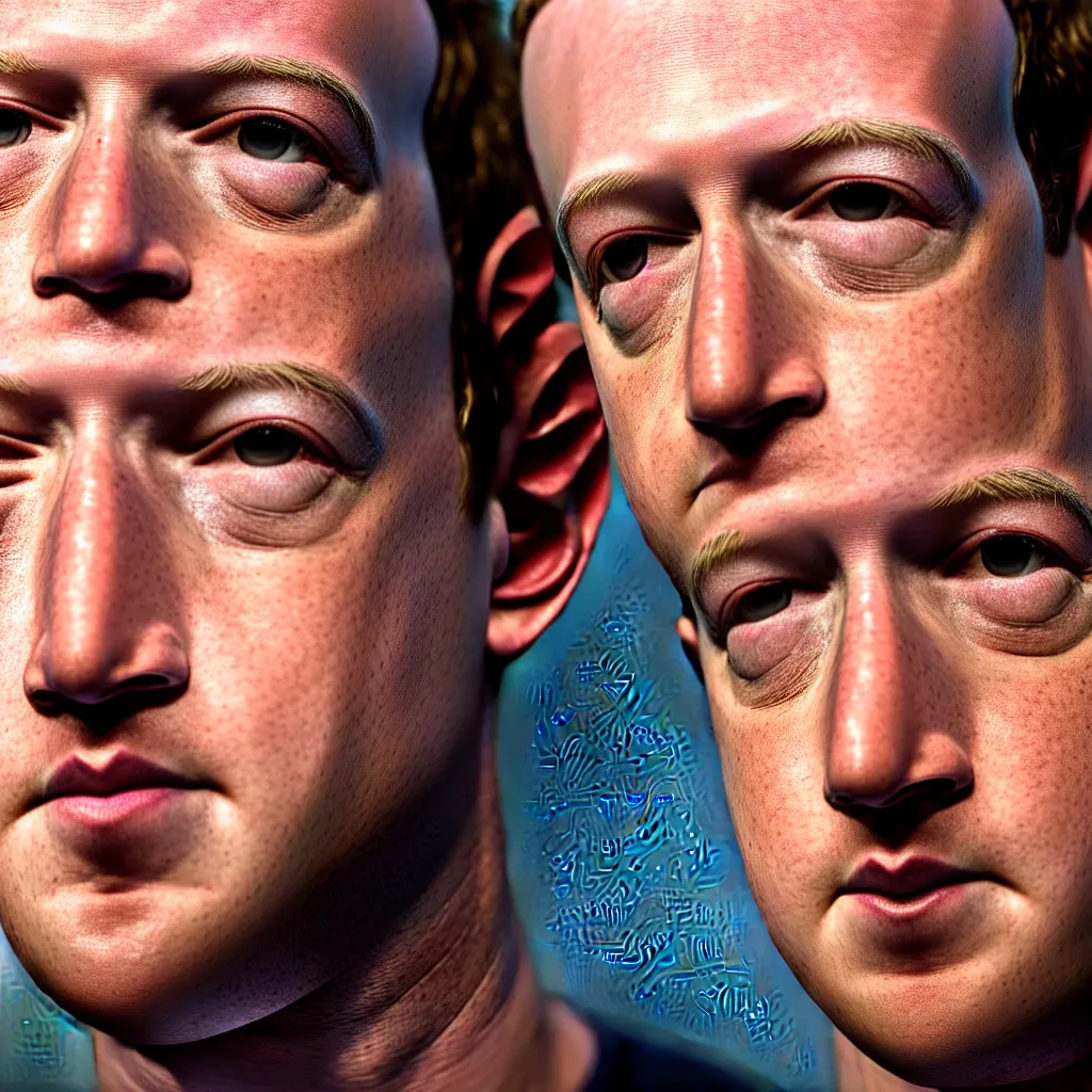 Image similar to one mark zuckerberg staring into your soul, photo, 4 k