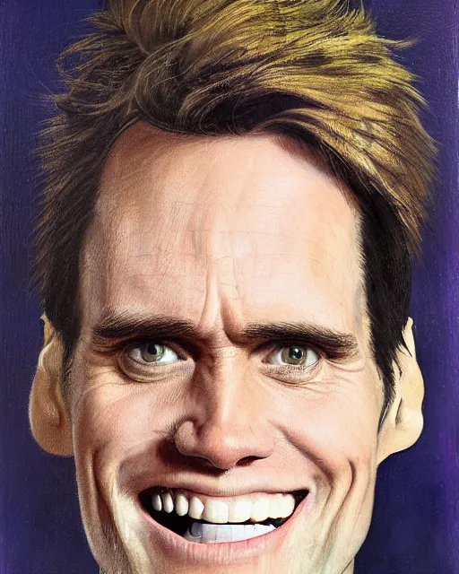 Prompt: a portrait of jim carrey age 2 5 by harold speed
