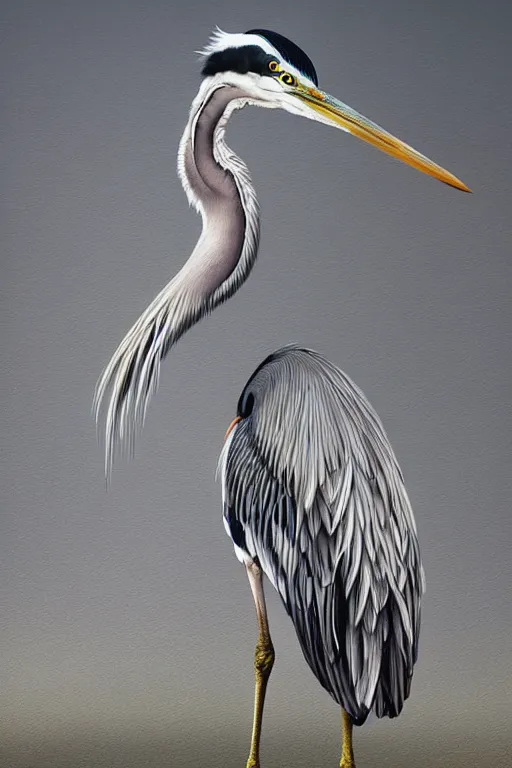 Image similar to Intricate stunning highly detailed grey heron, digital painting by Salvador Dali, surreal, ultra realistic, artstation