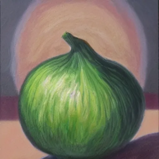 Image similar to onion face crying big tears pastel oil painting
