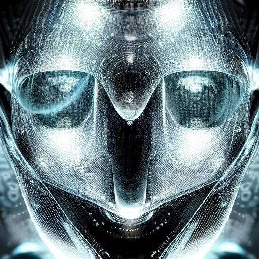 Prompt: an insanely detailed cibernetic artwork of a futuristic artificial intelligence superstar, extremely detailed water texture, centered image, perfectly symmetrical alien face, with frames made of detailed fractals, octane render, 4k, insanely detailed, detailed grid as background, photorealistic digital art, cgi