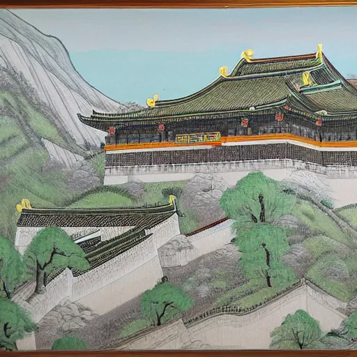 Prompt: yongle palace painting,