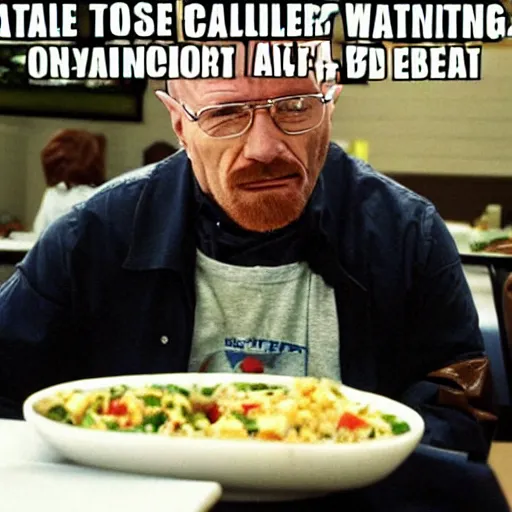 Prompt: autistic Walter White eating lunch alone in the cafeteria