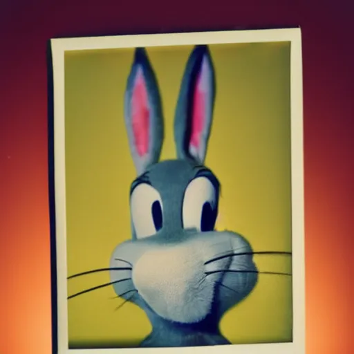 Image similar to Portrait of a bugs bunny, Expired Burned Film from 1930s, Softbox Lighting, Sigma 85mm Lens F/8