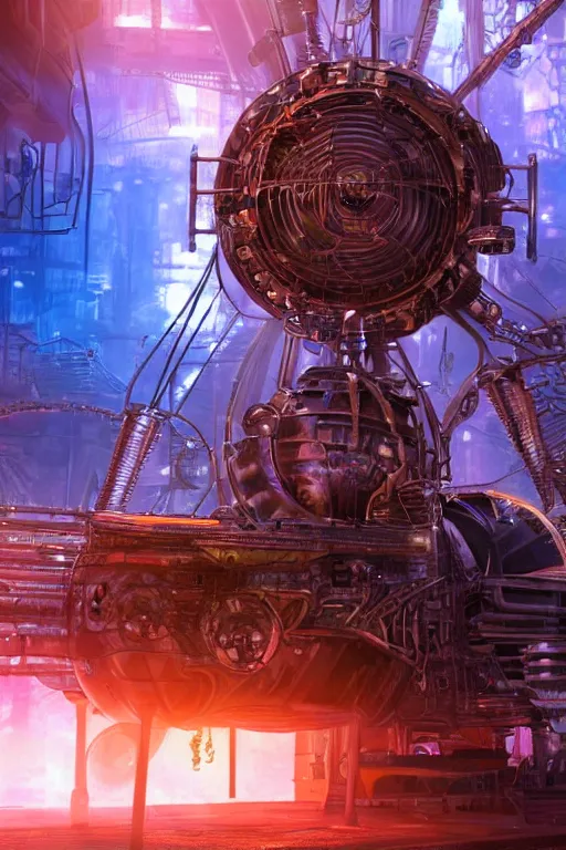 Prompt: a movie poster, the letters tripmachine, realistic digital art, 3 d render of a huge futuristic steampunk generator inside a steampunk machinery, 8 k, fluorescent colors, halluzinogenic, multicolored, exaggerated detailed, unreal engine