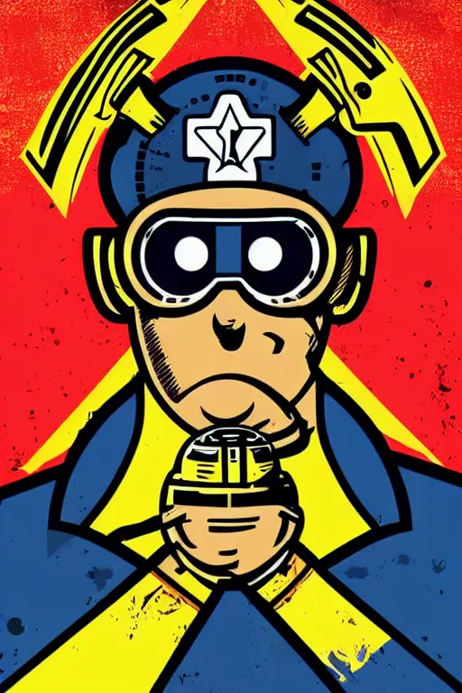 Image similar to fallout 7 6 retro futurist illustration art by butcher billy, sticker, colorful, illustration, highly detailed, simple, smooth and clean vector curves, no jagged lines, vector art, smooth andy warhol style