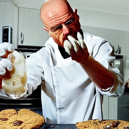 Prompt: Walter White baking cookies